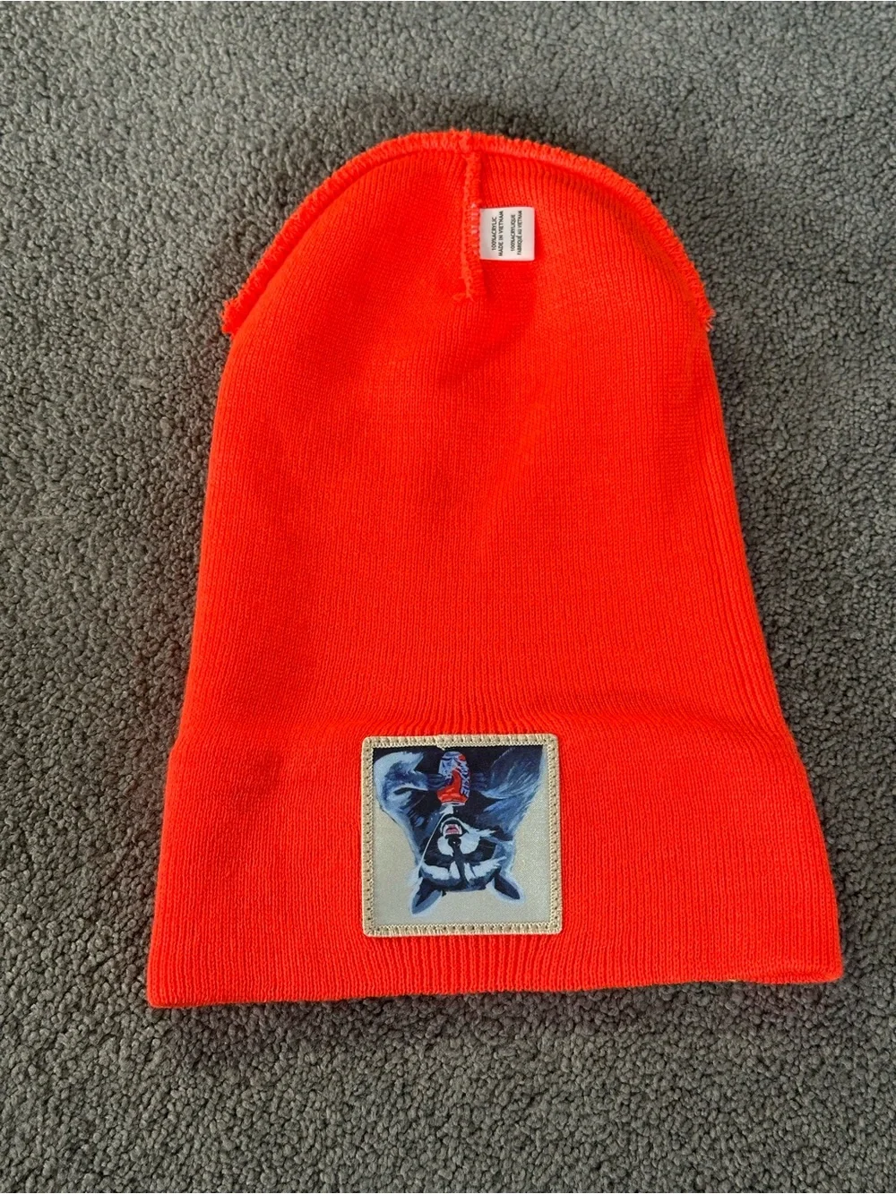 FLYN Neon Orange Beanie Raccoon Trash Panda Portland Maine Artist Made Punk